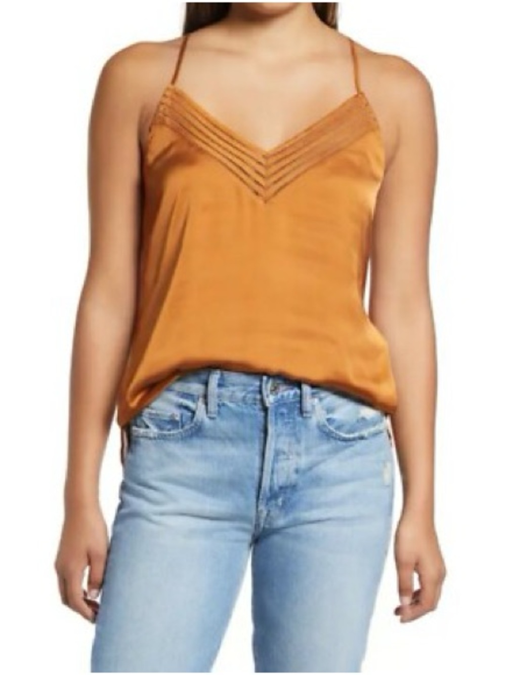 Loft Outlet Spaghetti Strap V-Neck Tank Top Mustard Yellow Size XL